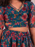 Girl's' Green Printed Organza Lehenga Set